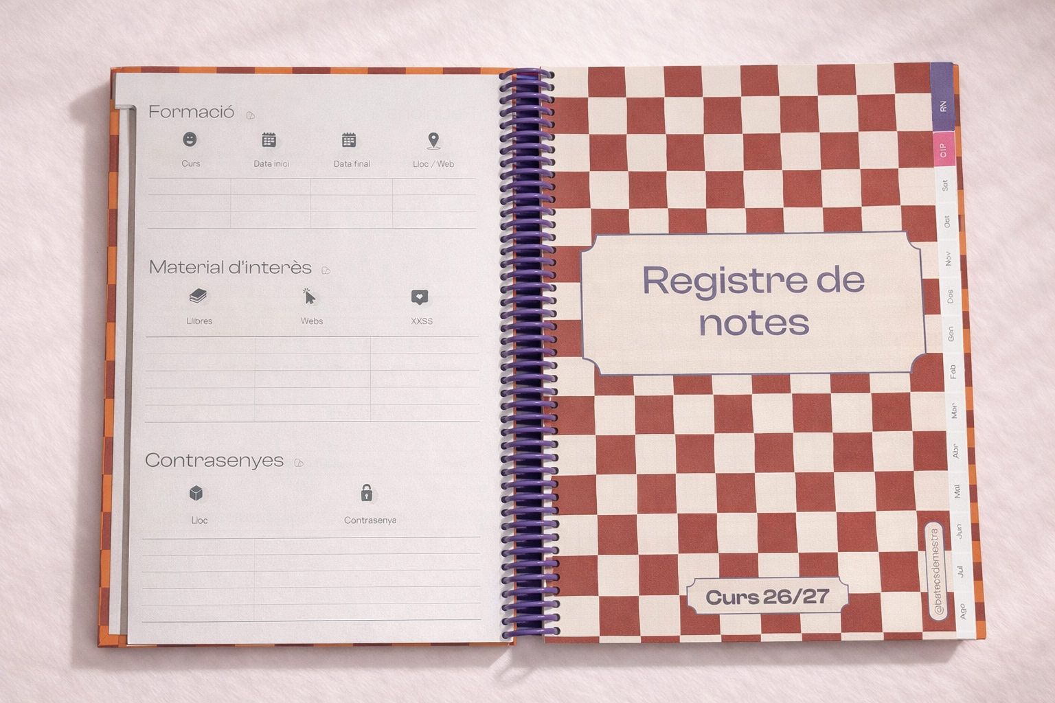 Agenda 26/27 - CUADROS NARANJA/LILA